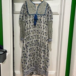 Summer bleu and white Indian summer dress